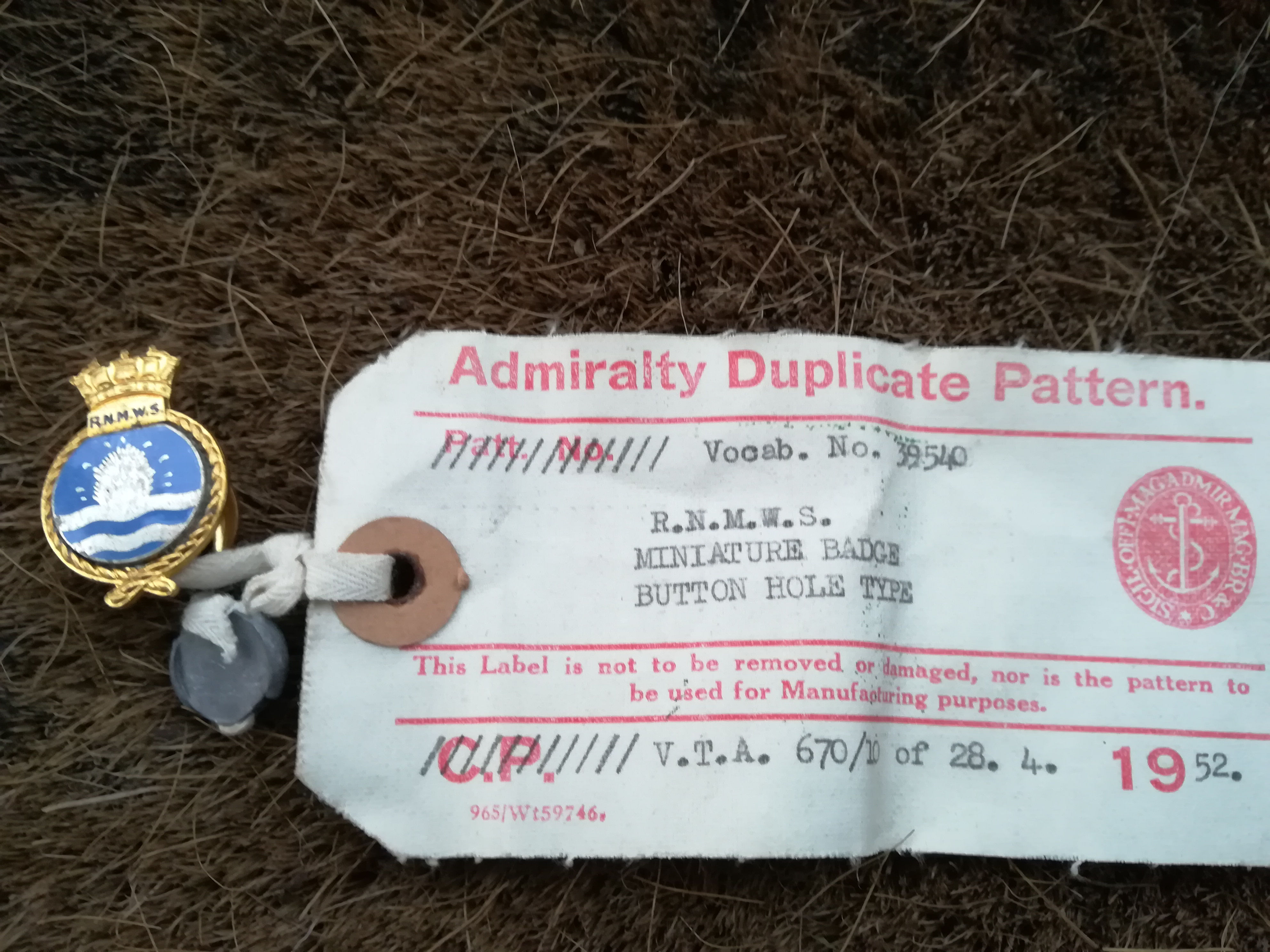 Royal Navy Mine Warfare Service Sealed Pattern La