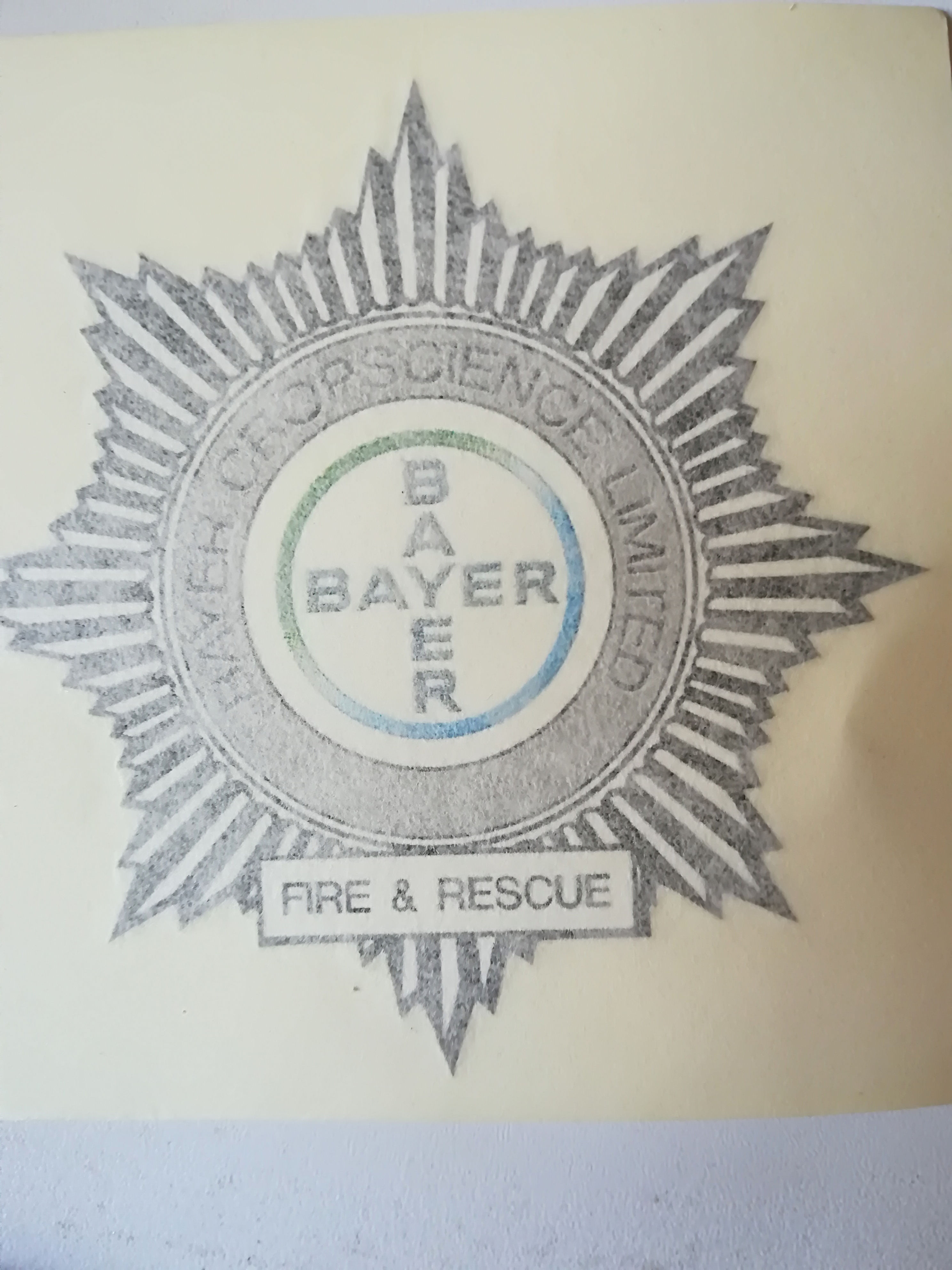 Bayer Fire & Rescue Service Helmet Transfer