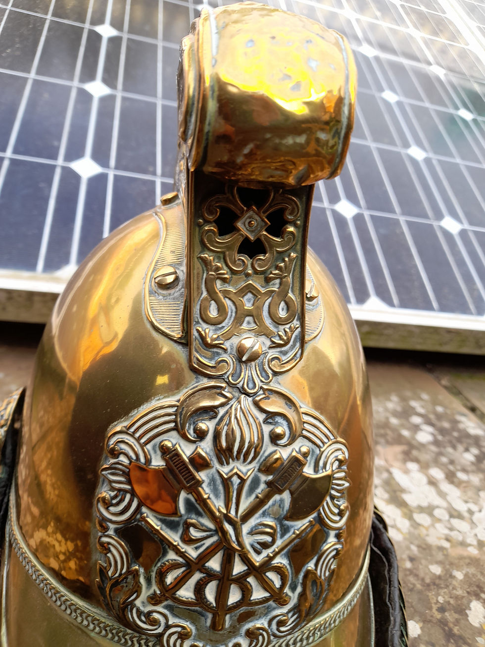 Thumbnail: Wotton Under Edge Fire Brigade Victorian Brass Fire Helmet