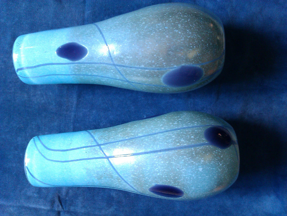 Thumbnail: 2 Large Heavy Blue Glass Vases
