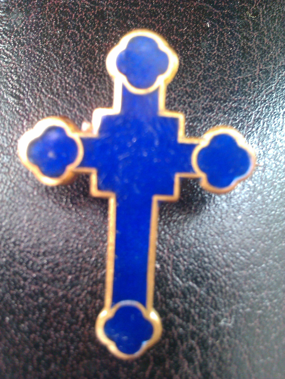 Thumbnail: Gilt and Enamel Blue Cross Brooch