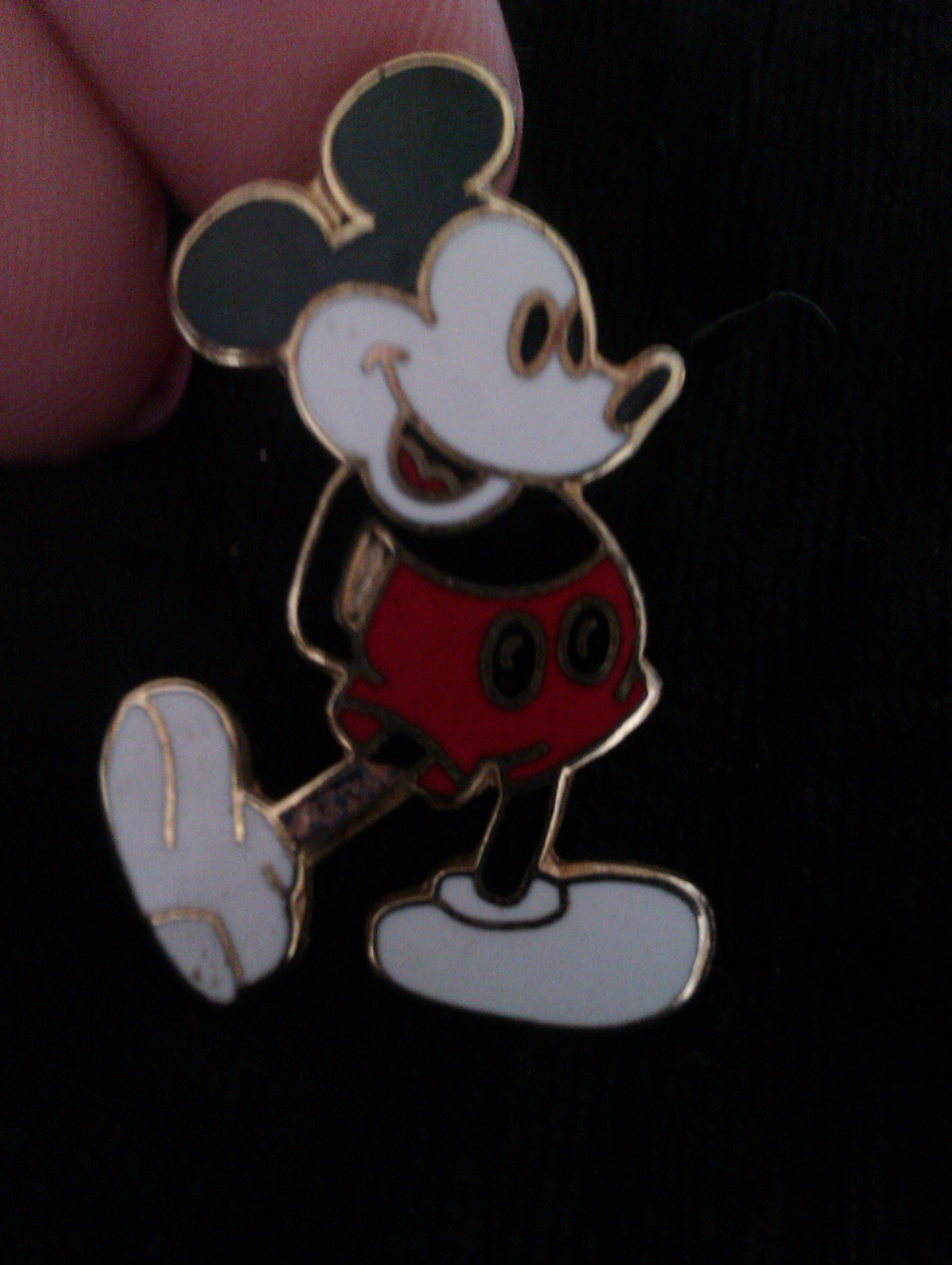 Mickey Mouse Brass Enamel Badge Walt DisneyStamped