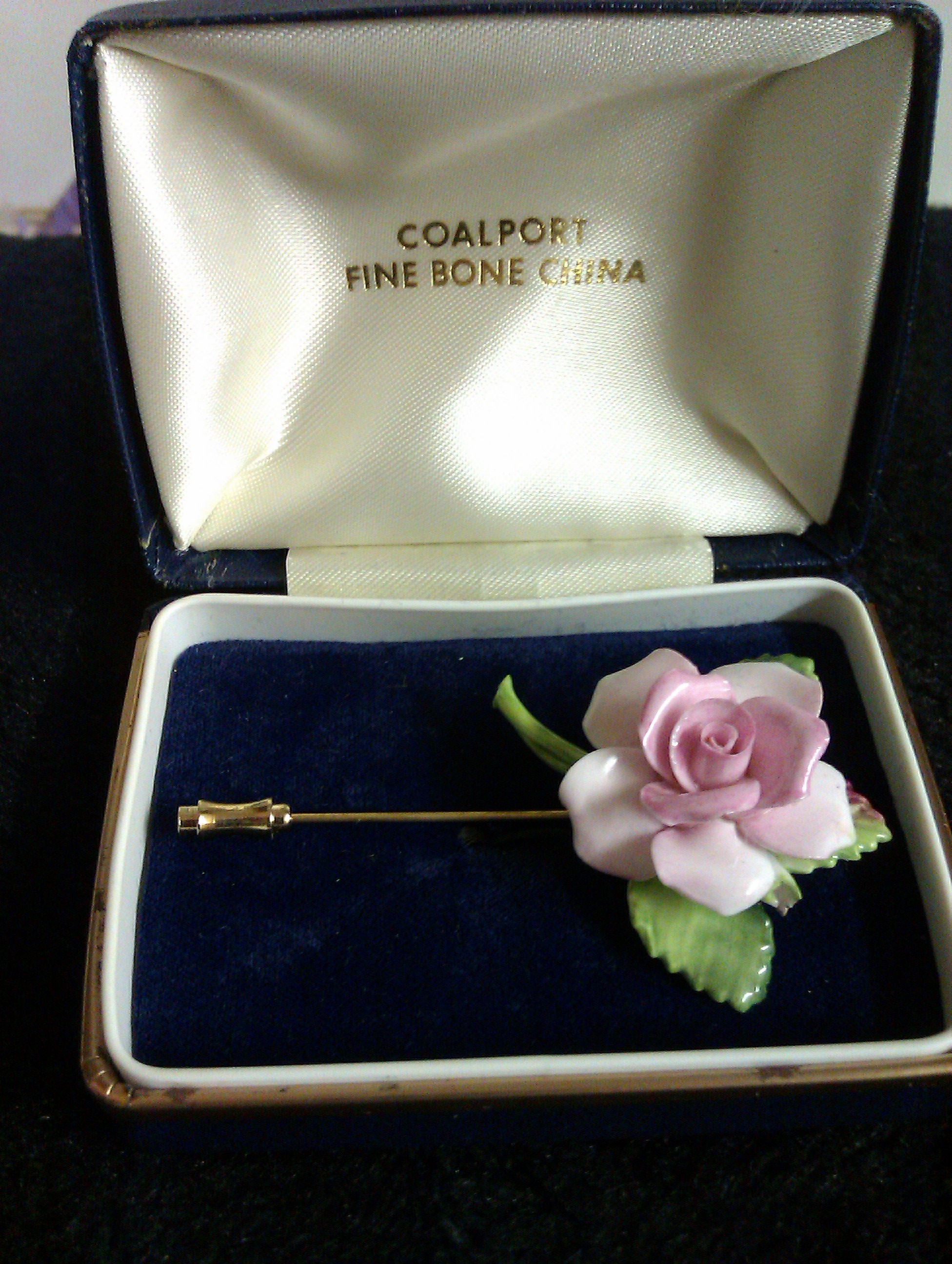 Coalport Flower Brooch-Original Box