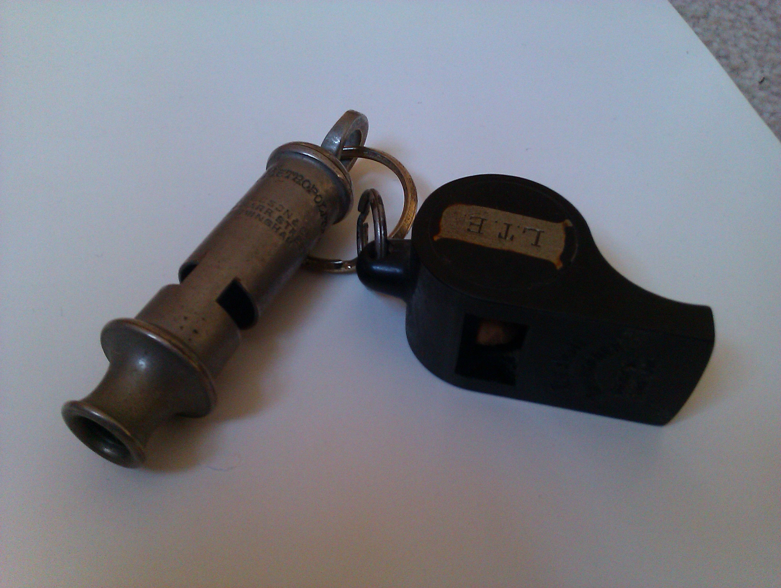2 x Collectable Whistles Bakelite L.T.E Nickel Met