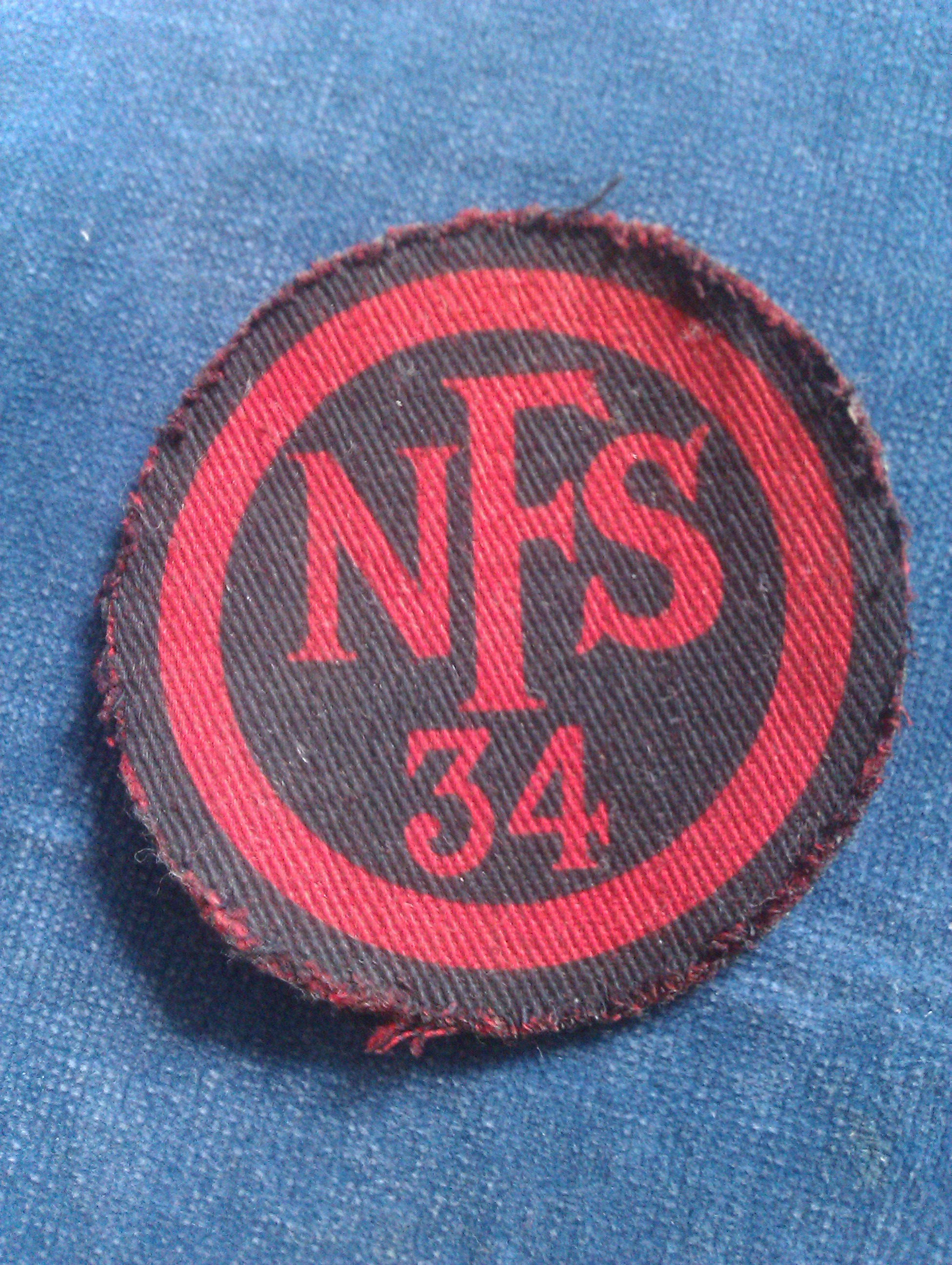 N.F.S No 34 Ealing District ww2 Printed Cloth Badge
