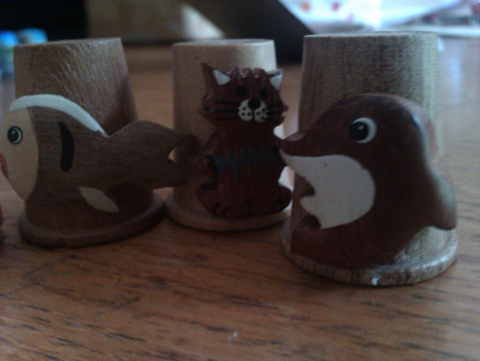 Thumbnail: 5 Wooden Animal Thimbles