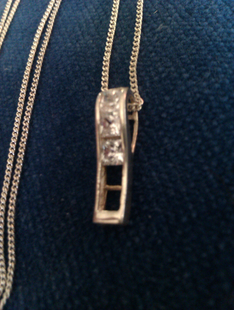 Thumbnail: 925 Silver & Diamonte Necklace 15"