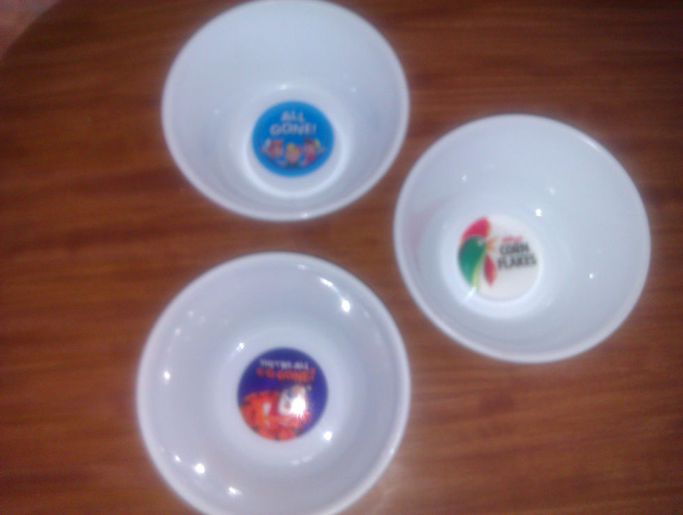 Thumbnail: Plastic Cereal bowls from Kelloggs