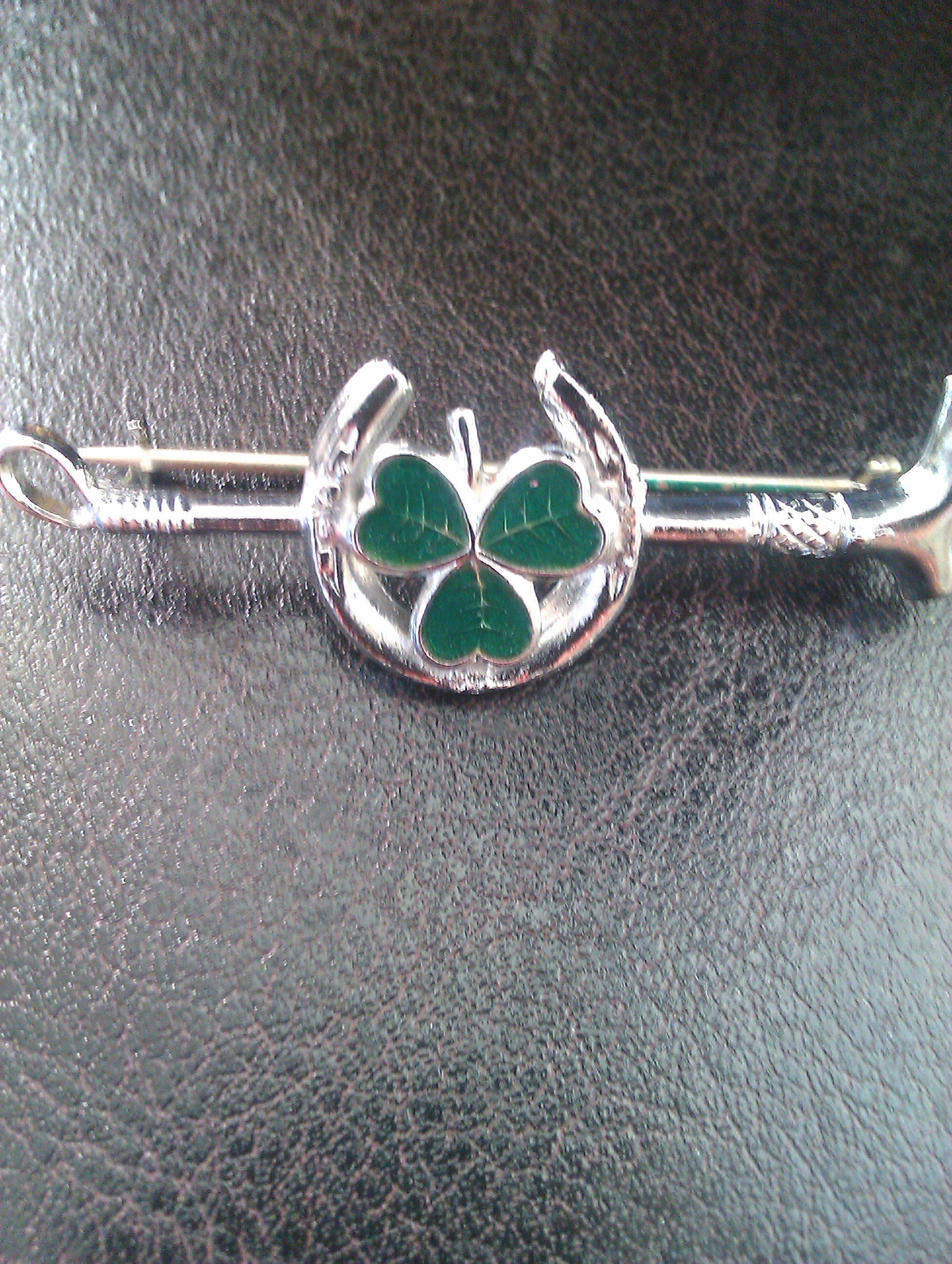 Clover Shamrock Horse Riding Mizpah Brooch