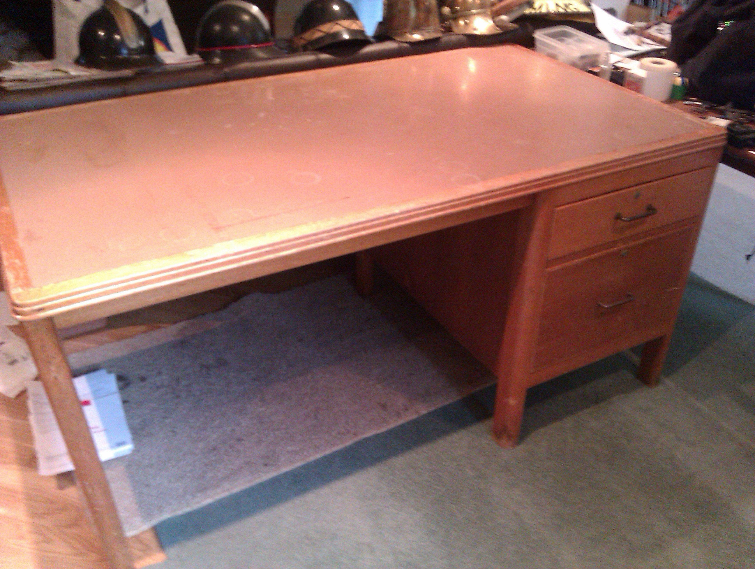 Solid Large Old Desk-2 Drawers