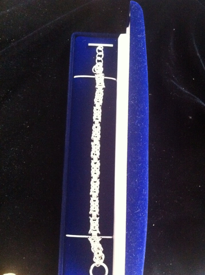 Thumbnail: 925 Silver T-Bar Chunky Bracelet In Box