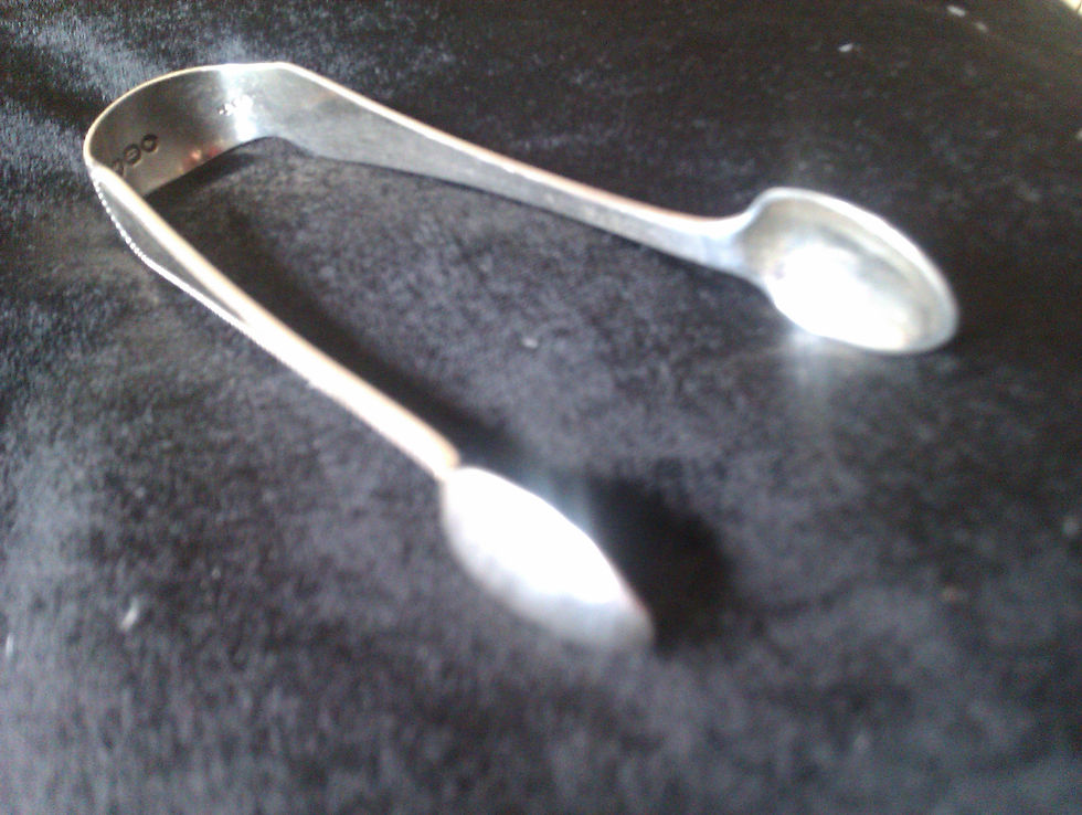 Thumbnail: London Hallmarked 1863 Solid Silver Sugar Tongs