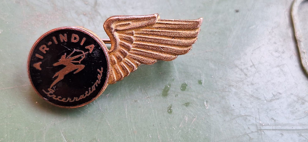 Air India Stewardess Vintage Gilt Enamel 1953 1st Pat Breast Badge