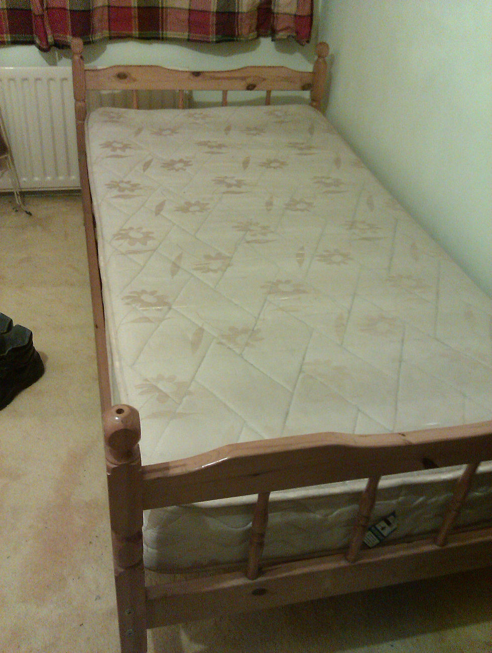 Single Pine Bed and Mattress