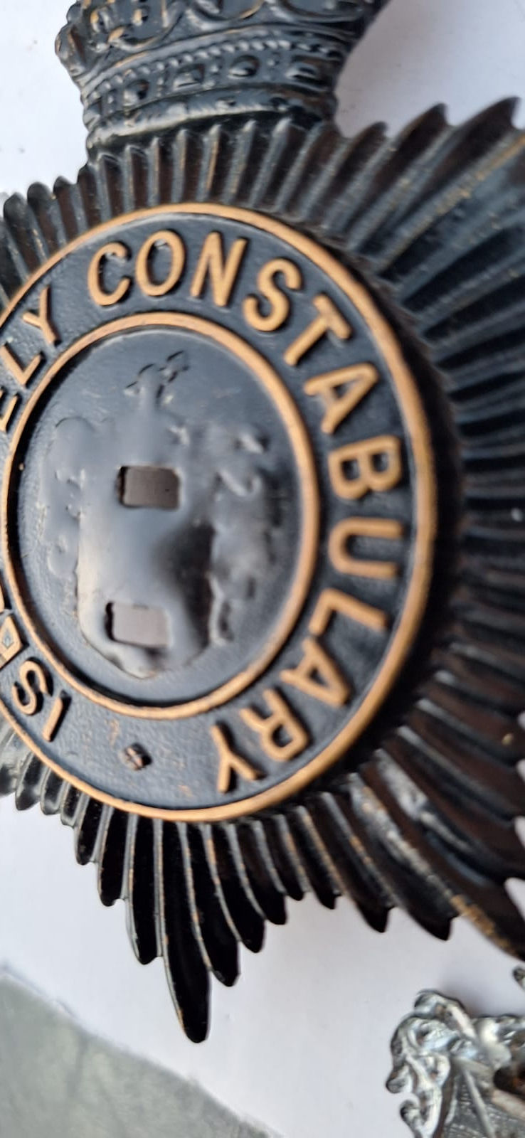 Thumbnail: Ely Isle Of Constabulary 1911 To 1952 Helmet Badge
