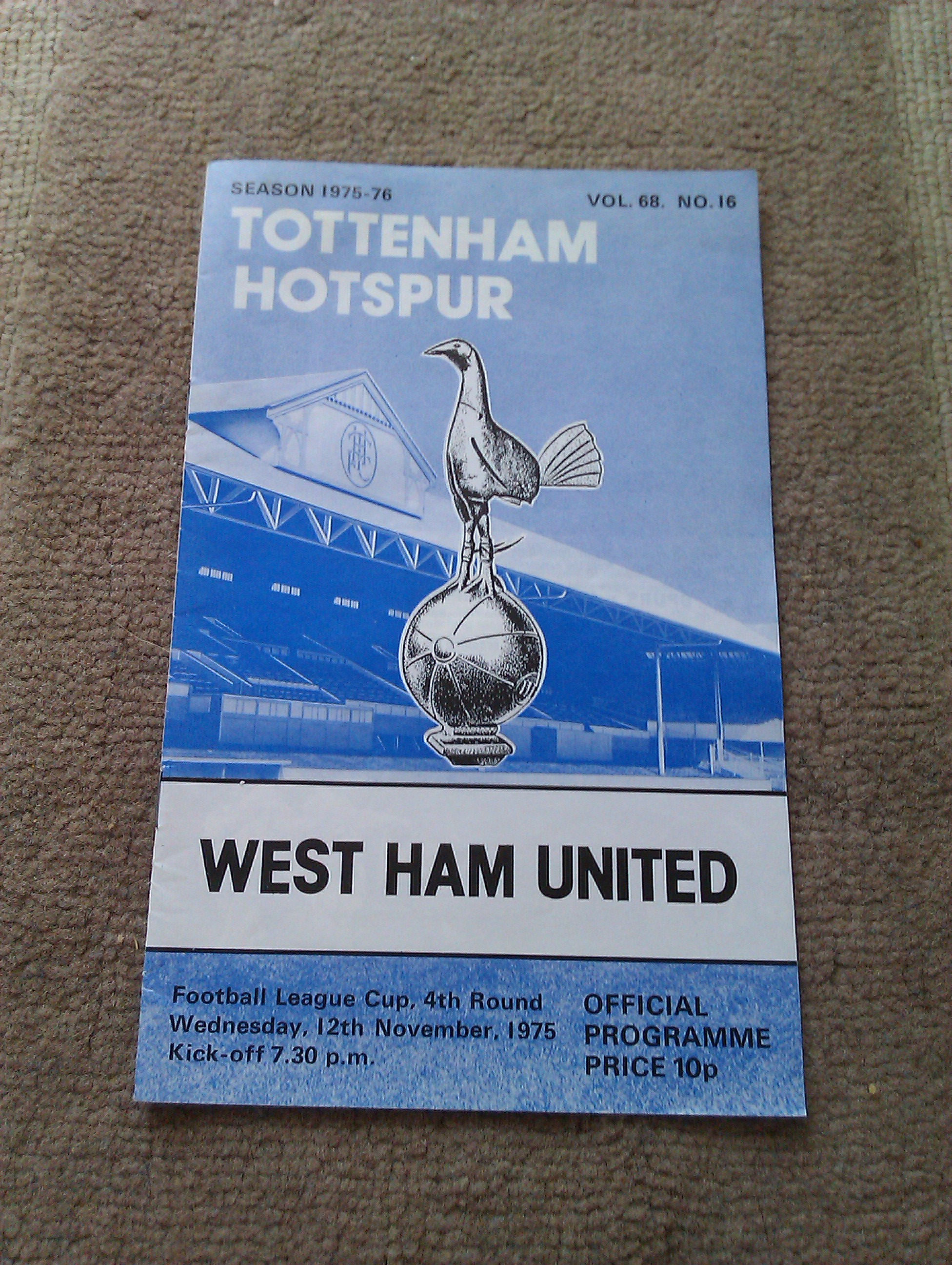 Tottenham Hotspur V West Ham United 1975 Programme