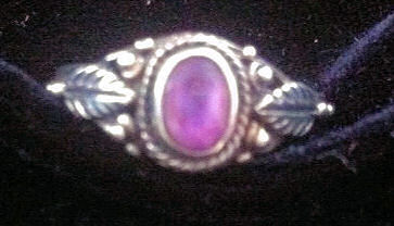 Thumbnail: Ornate Amethyst & 925 Feather Sterling Silver Ring