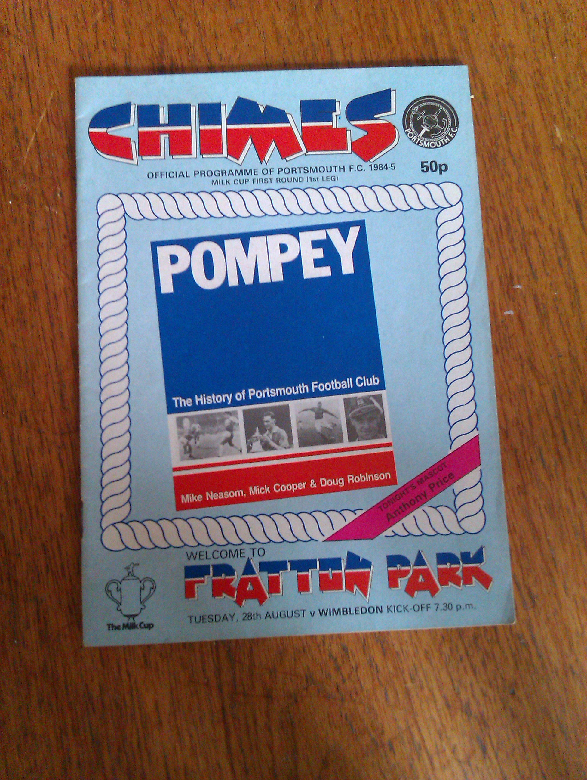 Portsmouth V Wimbledon Aug 1985 Programme