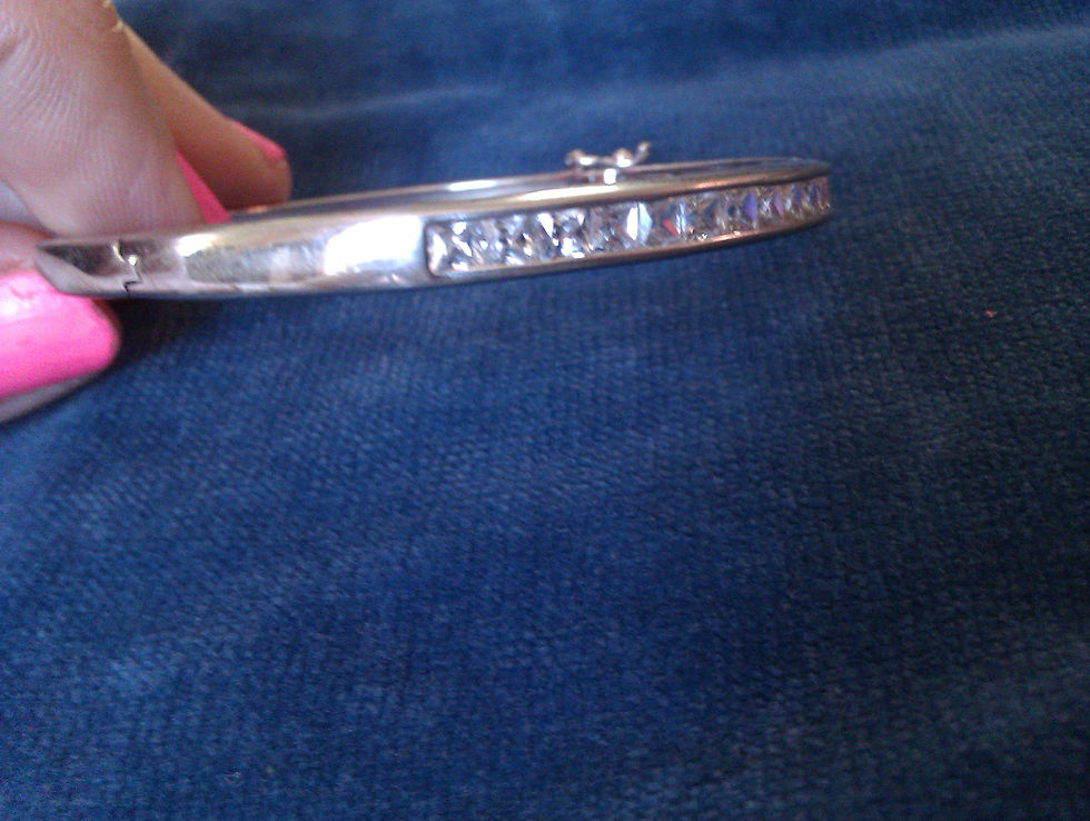 Thumbnail: 925 Silver Diamonte Bangle C-5.5cm