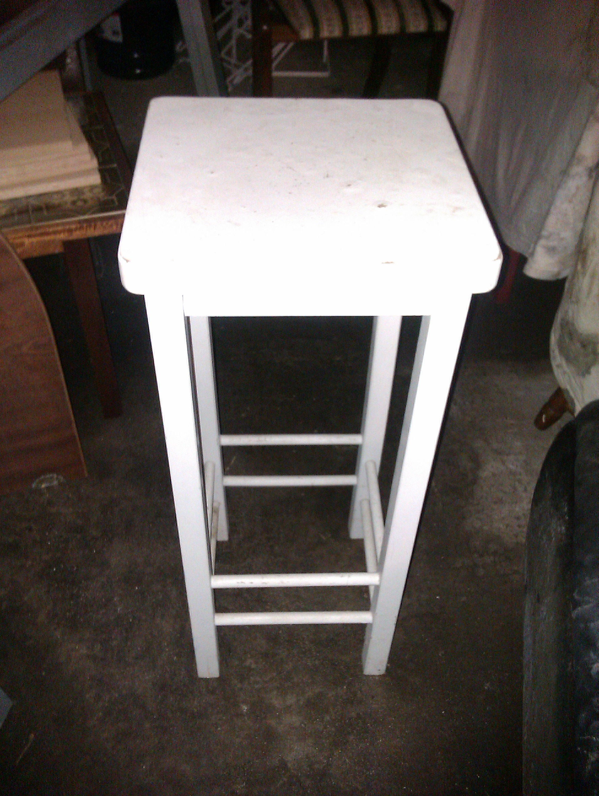 Tall white Wooden Stool
