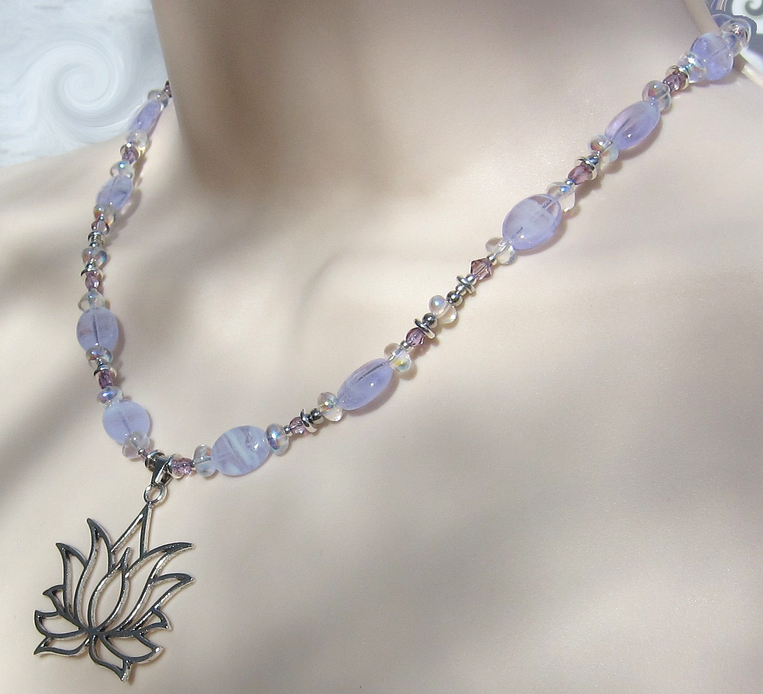 Glow-in-the-Dark Lavender Lotus Necklace