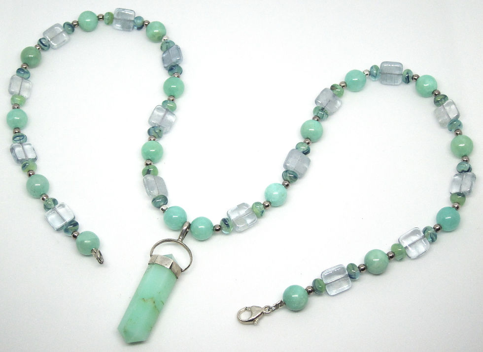 Thumbnail: Green Hemimorphite and Sterling Necklace