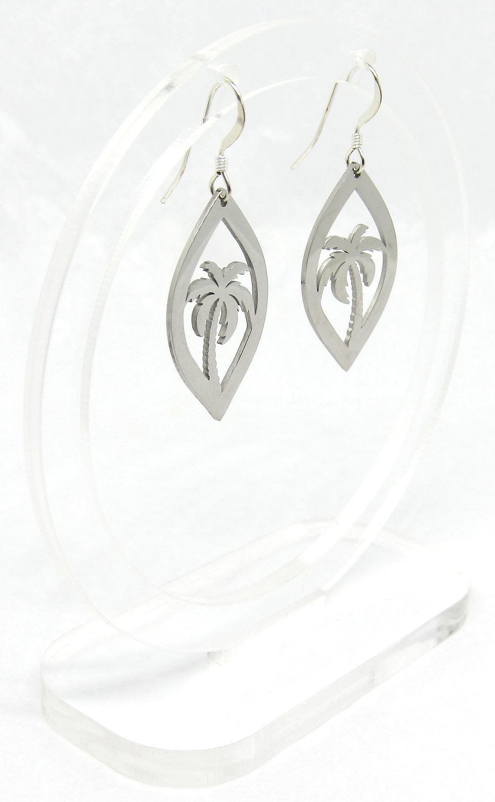 Thumbnail: Earrings - Silver Palm Trees - Diamond Shaped