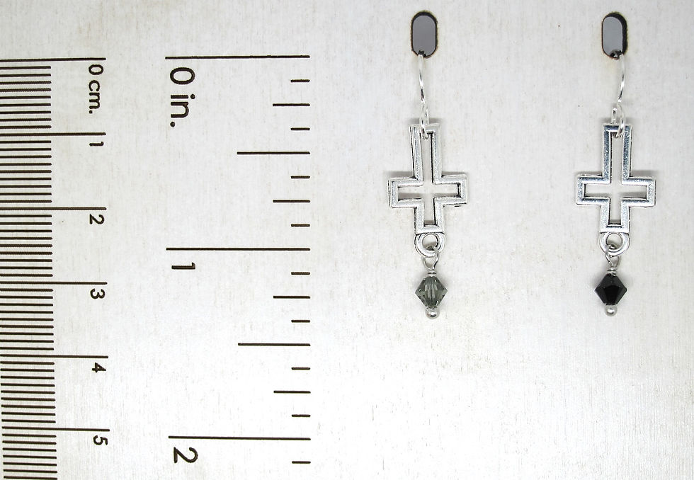 Thumbnail: Earrings - Inverted Crosses with Crystal Drops