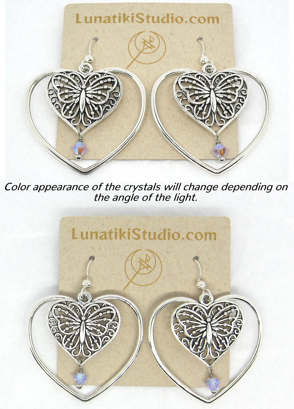 Thumbnail: Earrings - Butterfly Double Hearts
