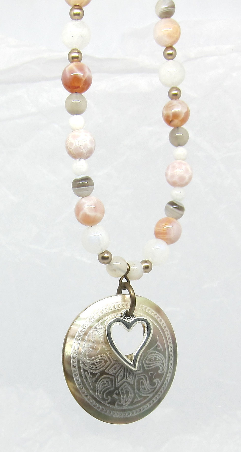 Thumbnail: Lovely Agate & Moonstone Choker with Shell Pendant