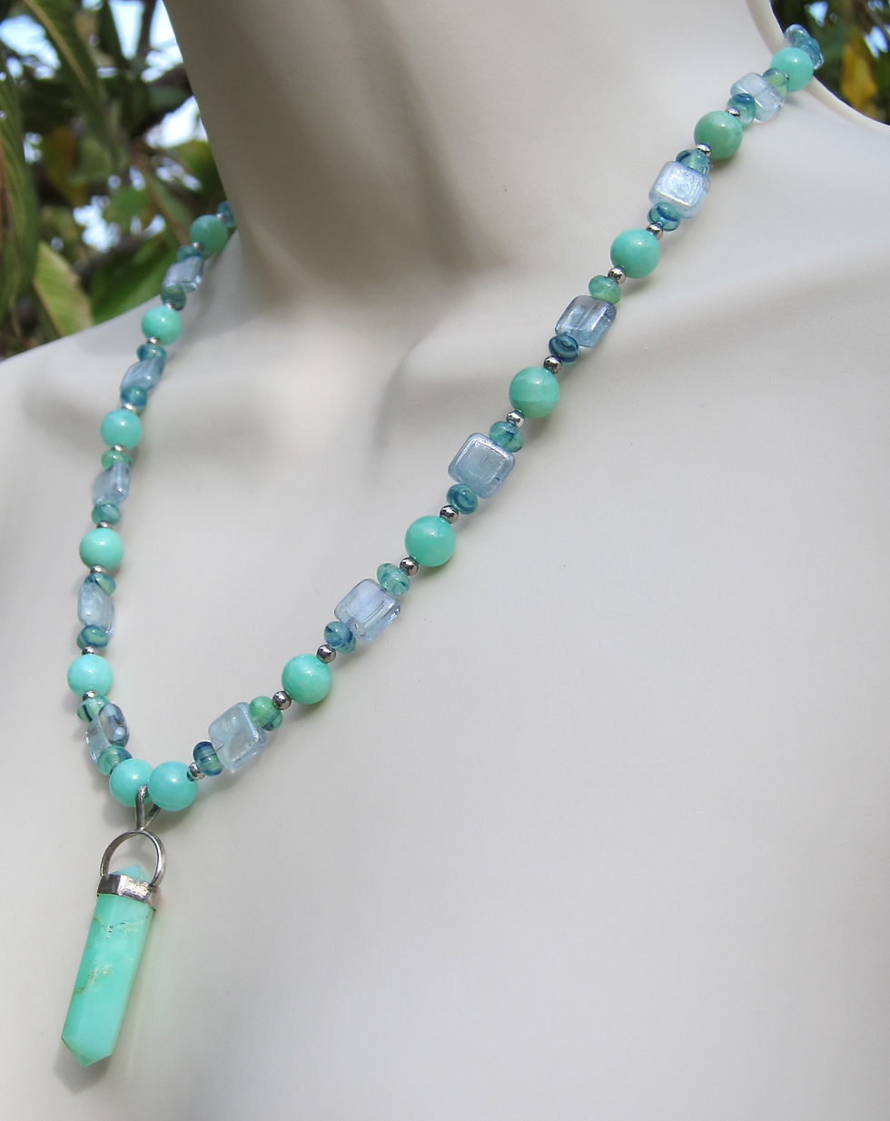Thumbnail: Green Hemimorphite and Sterling Necklace