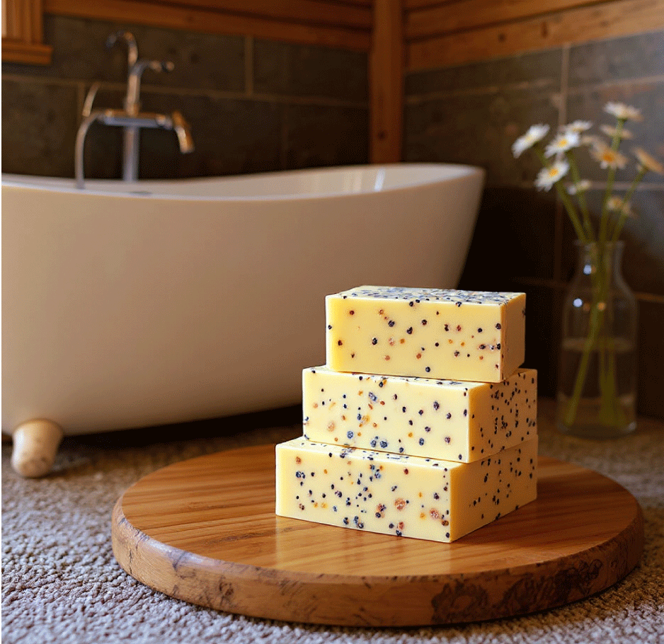 Lemon and poppyseed handmade soap