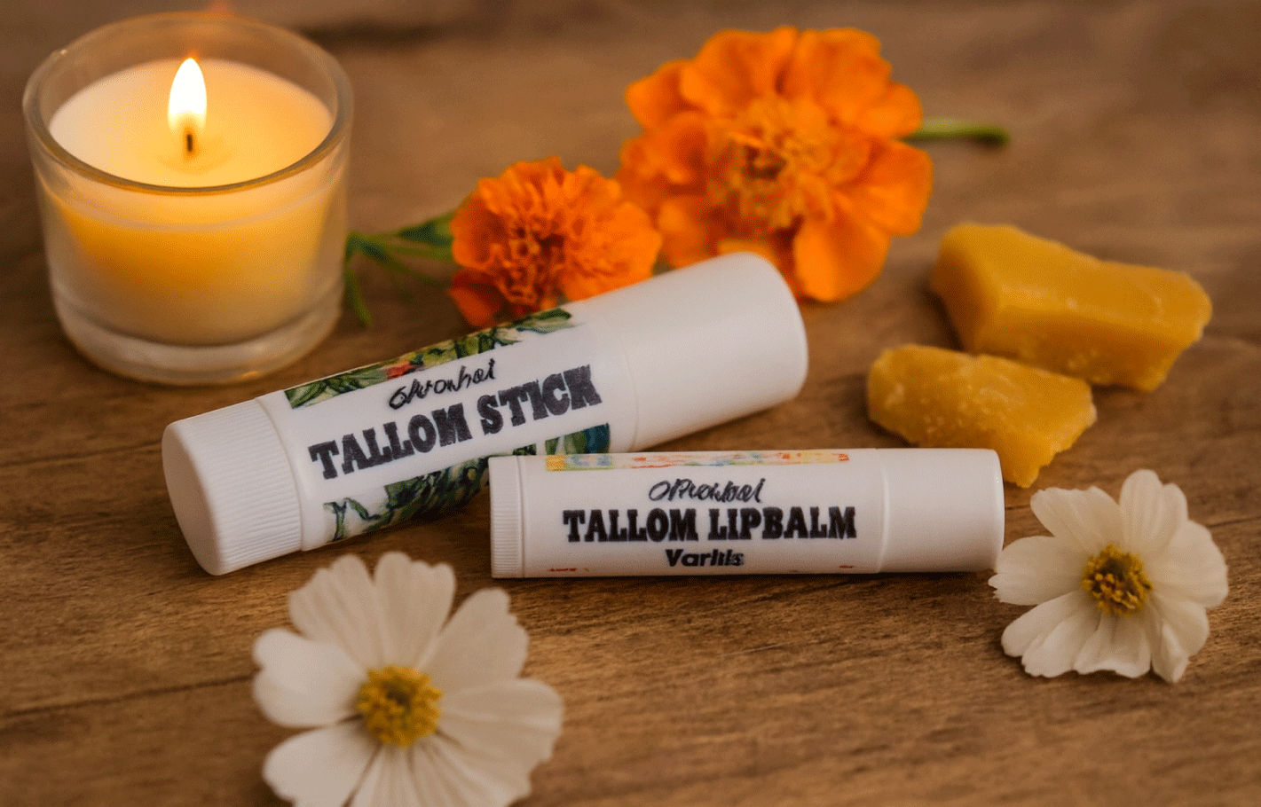 Tallow stick and tallow lip balm