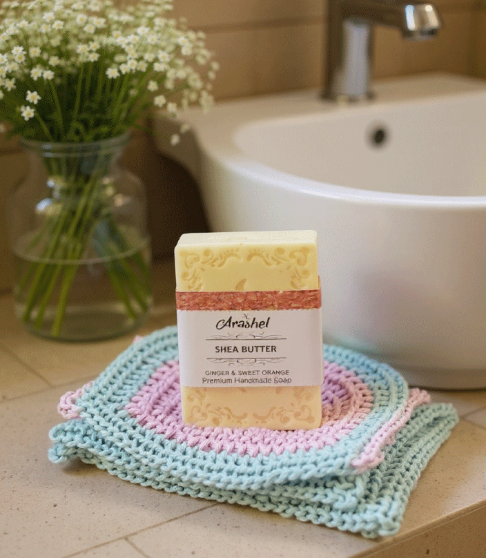Handmade soap and cotton washer