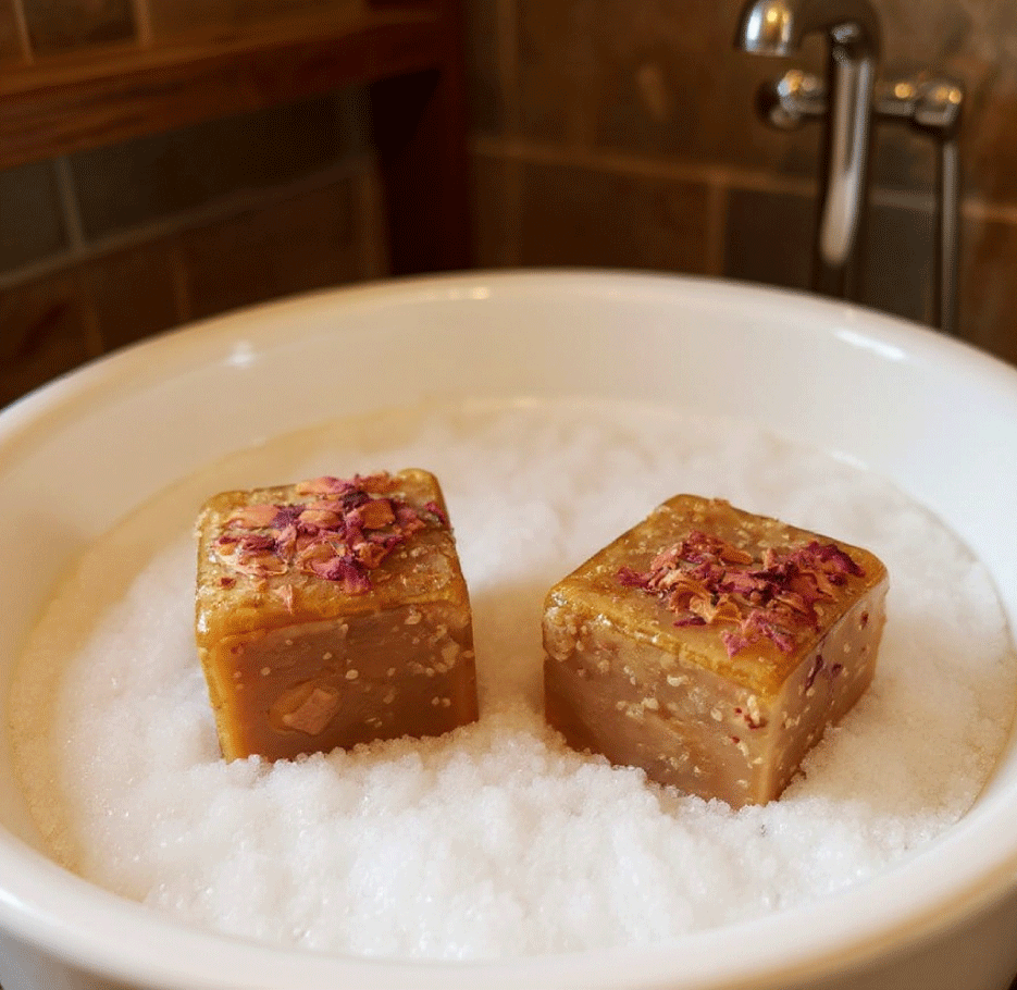 Sugar scrub soap cubes
