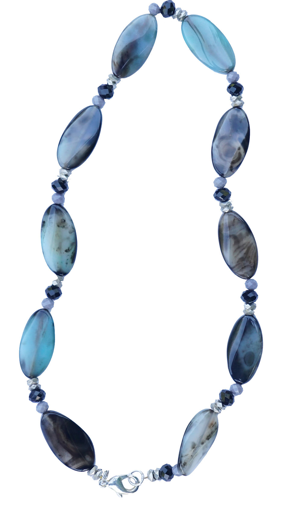 Thumbnail: Agate Necklace with Crystals. The Semi precious stone may vary in color. Underwater colored Inspired Necklace. Beach Wear, Resort Wear Necklace.
