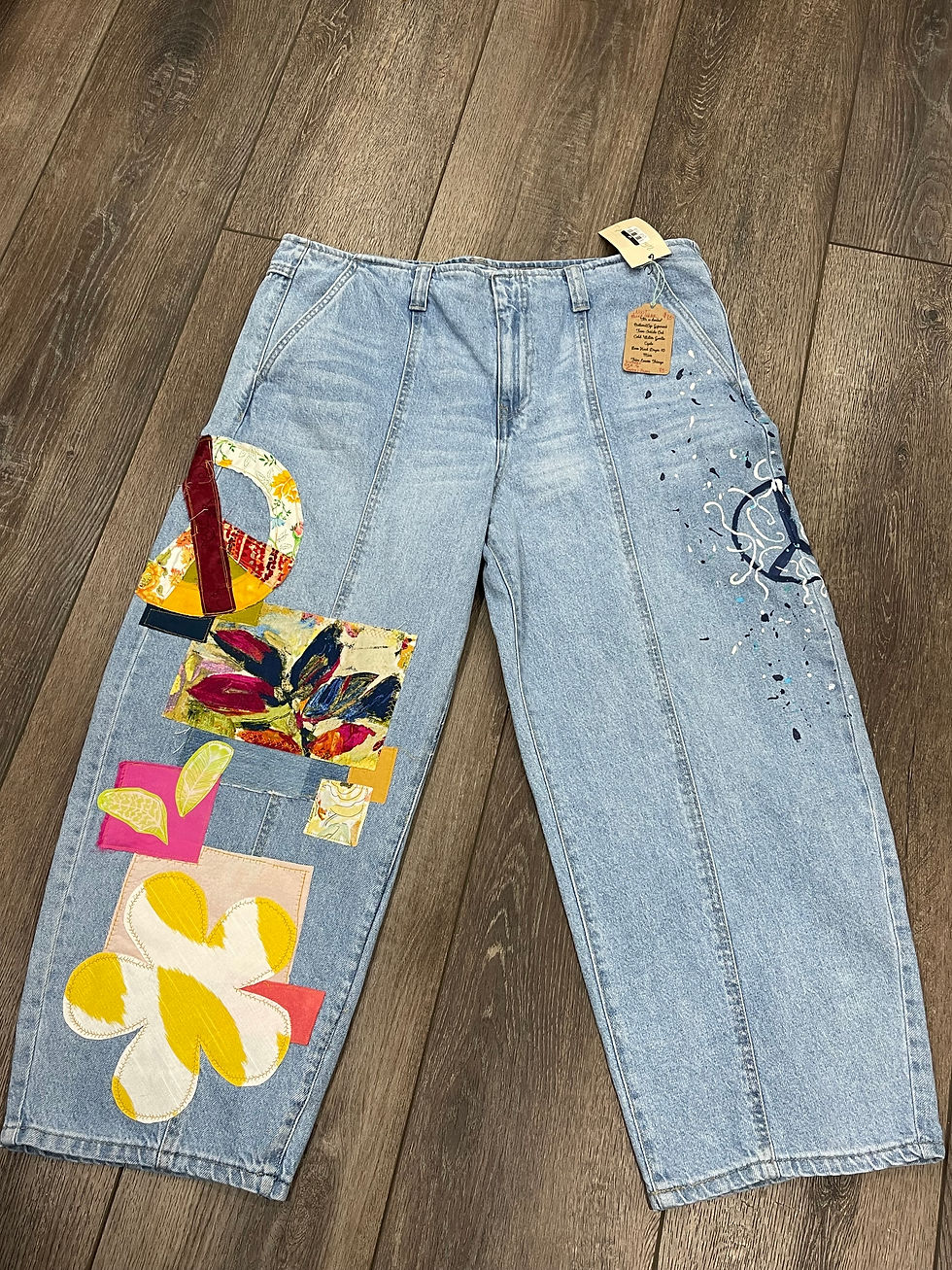 Sz 16 Women’s Boho Peace Barrel Jeans