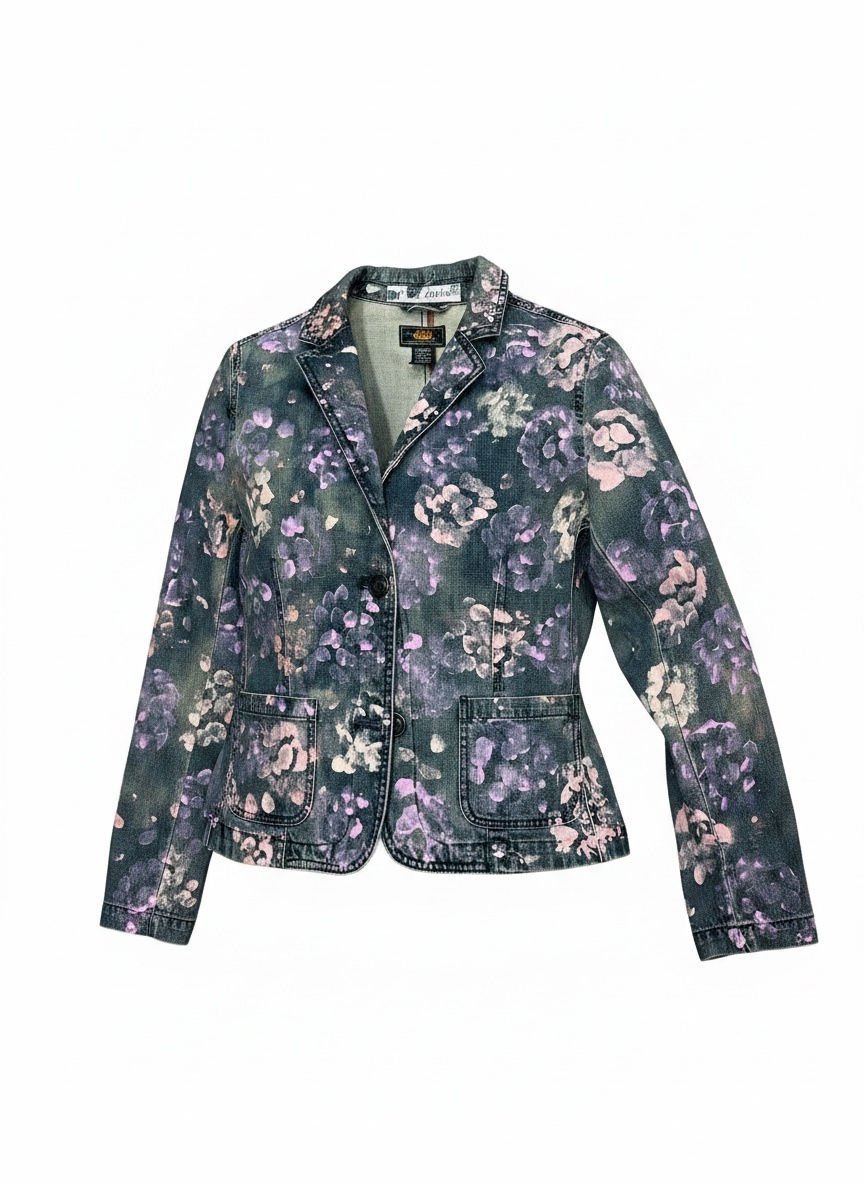 Sz Lg Route 66 Painted Flower Blazer