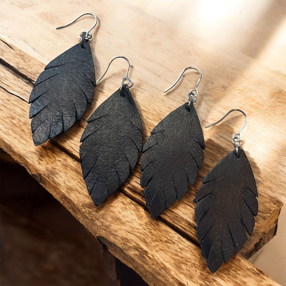 Small Black Leather Feathers