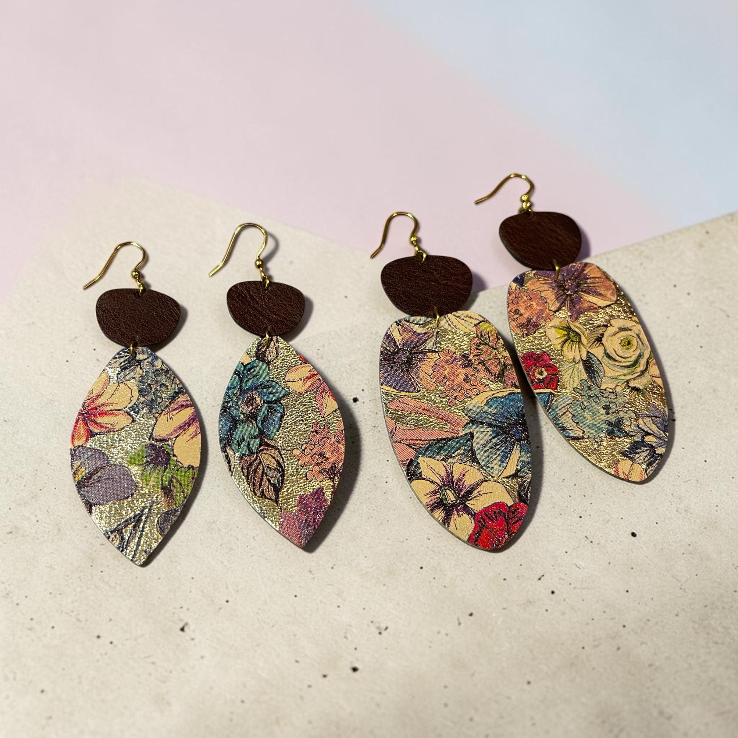 Double Hung Leather Metallic Florals