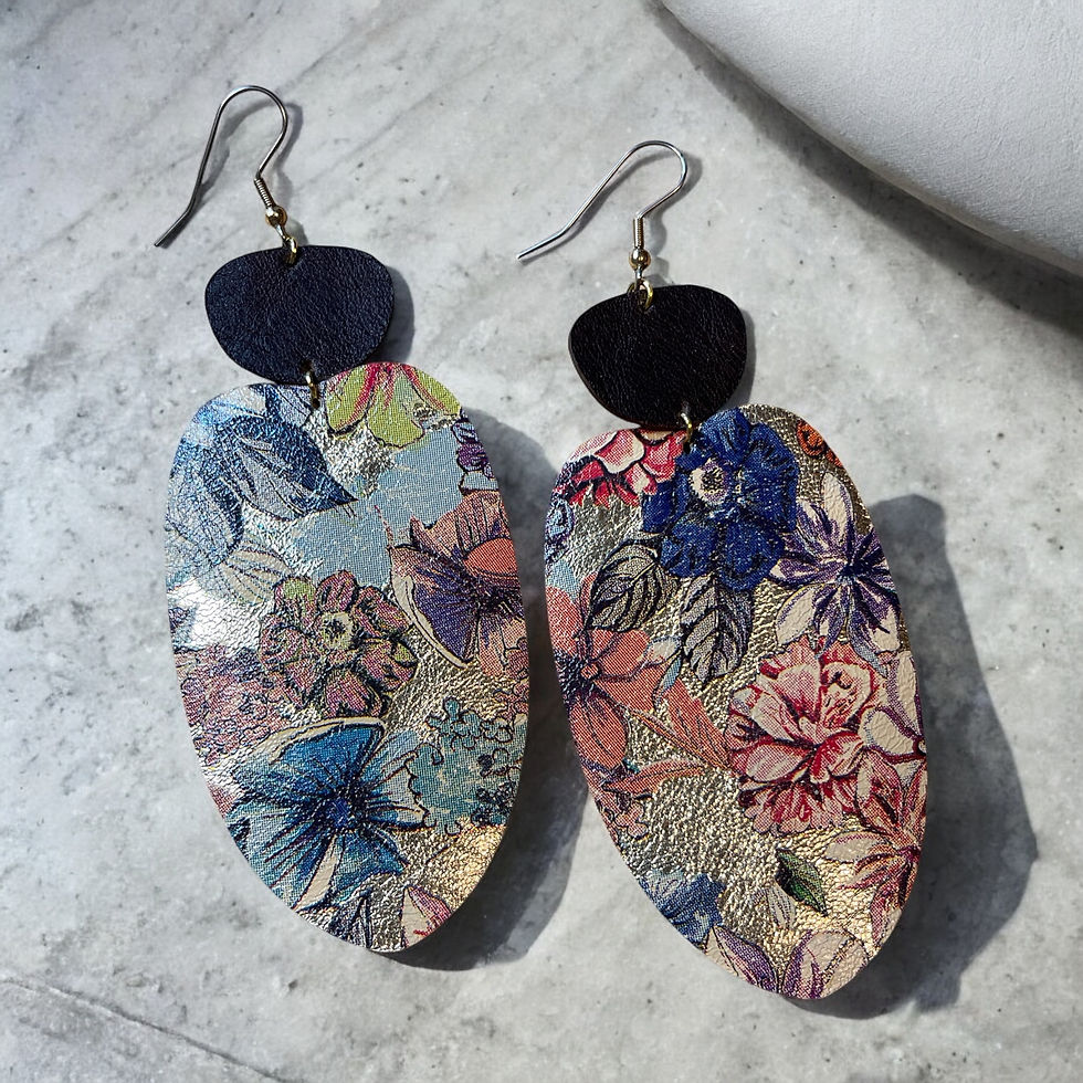 Metallic Floral Double Drop