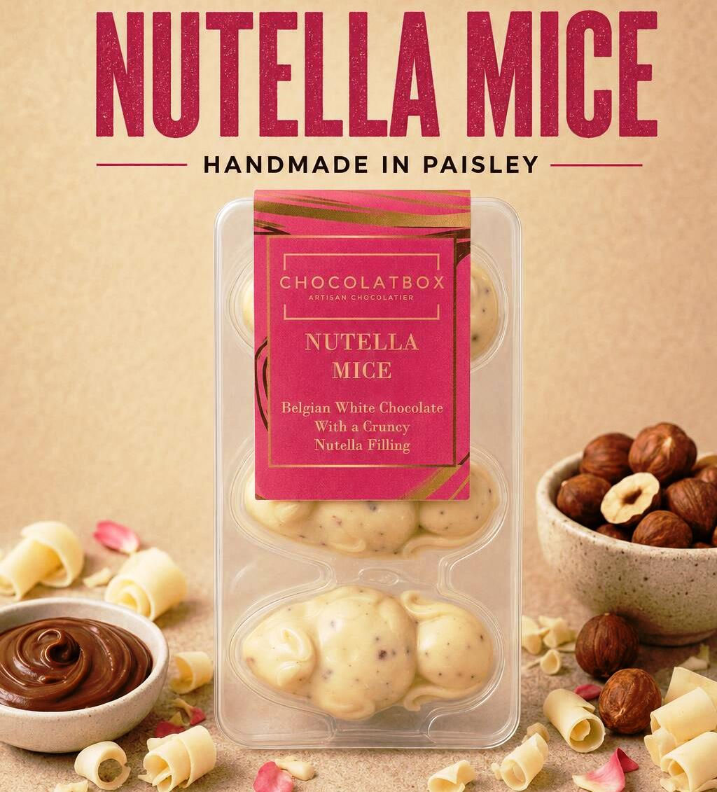 White Belgian Chocolate Mice Filled With Hazelnut Spread