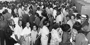 Waiting in line to Vote - One year after the 1965 Voting Rights Act became the law of the land.