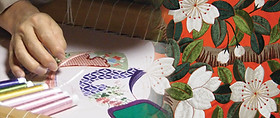 名門【逸品】長艸刺繍　手刺繍　和装バッグ　作家物 手描き友禅 象更紗トップハンドルバッグ