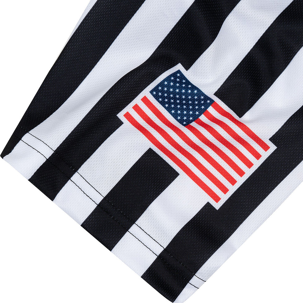 Thumbnail: UnitedAttire Black & White Basketball Referee Shirt with USA Flag