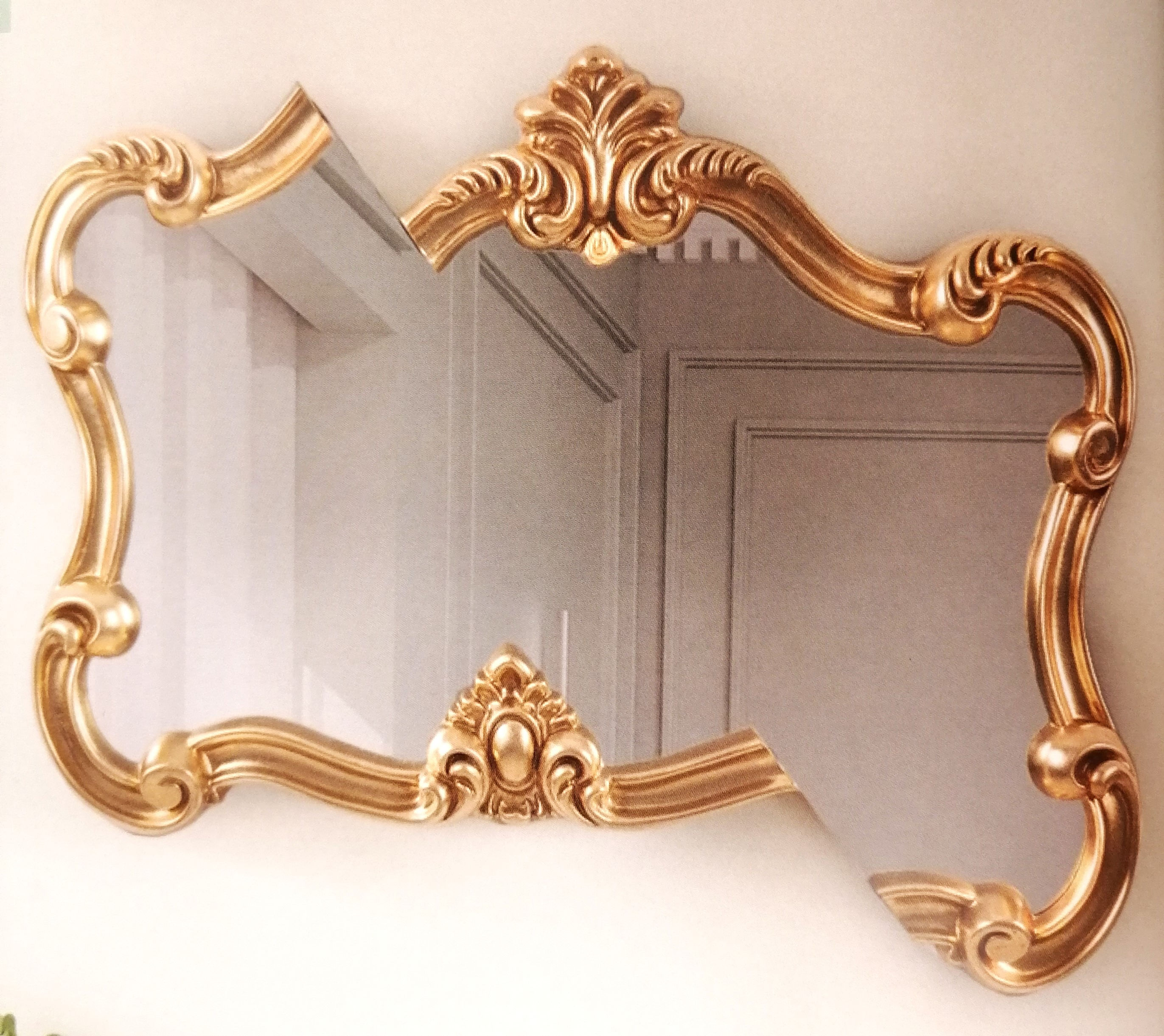 SELETTI, Specchio Tetris Mirror. Cornice in oro. Materiale poliuretano vetro MDF