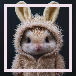 A hedgehog in a bunny suit.