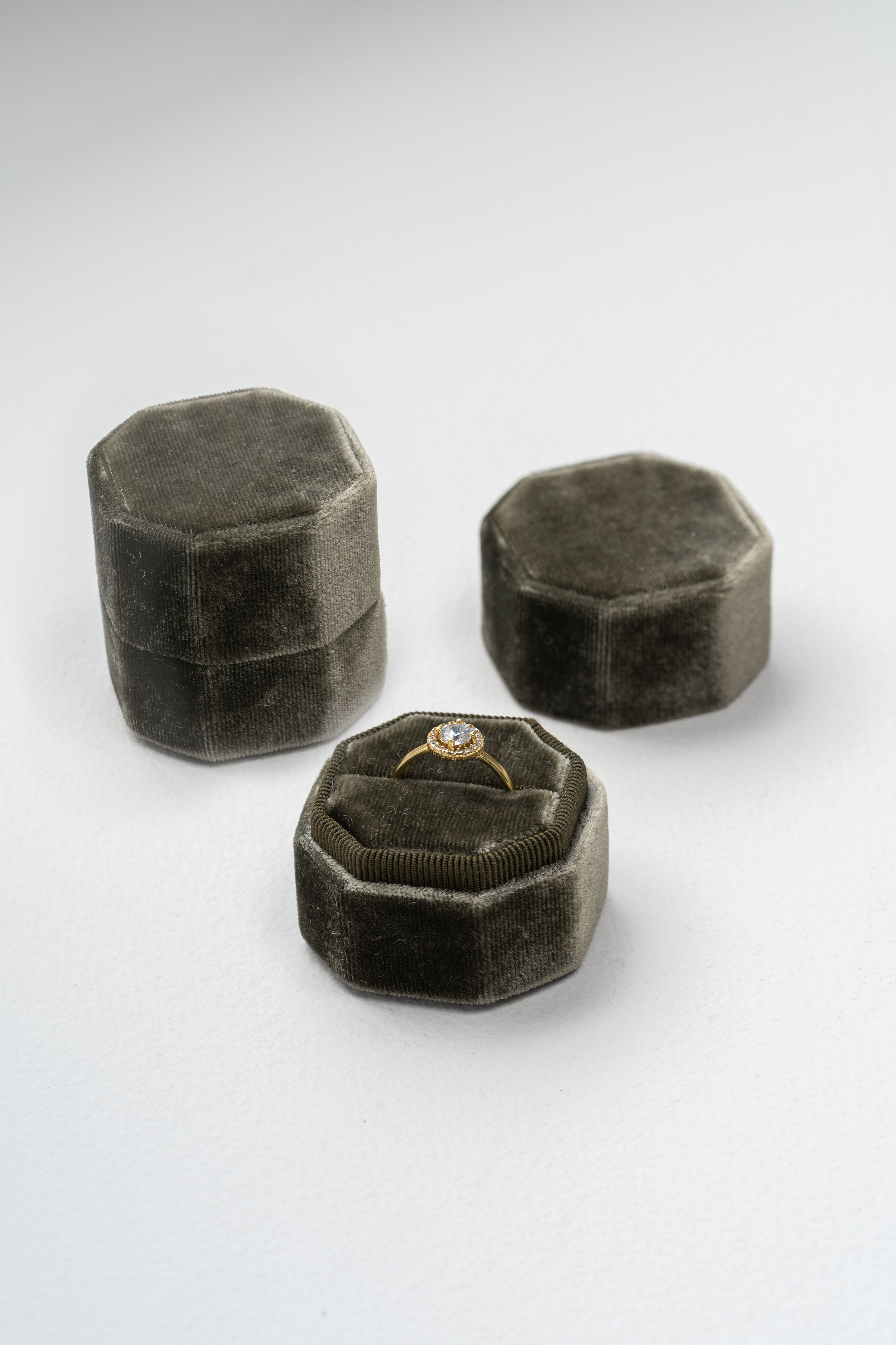 Smoke French Silk Velvet Ring Box