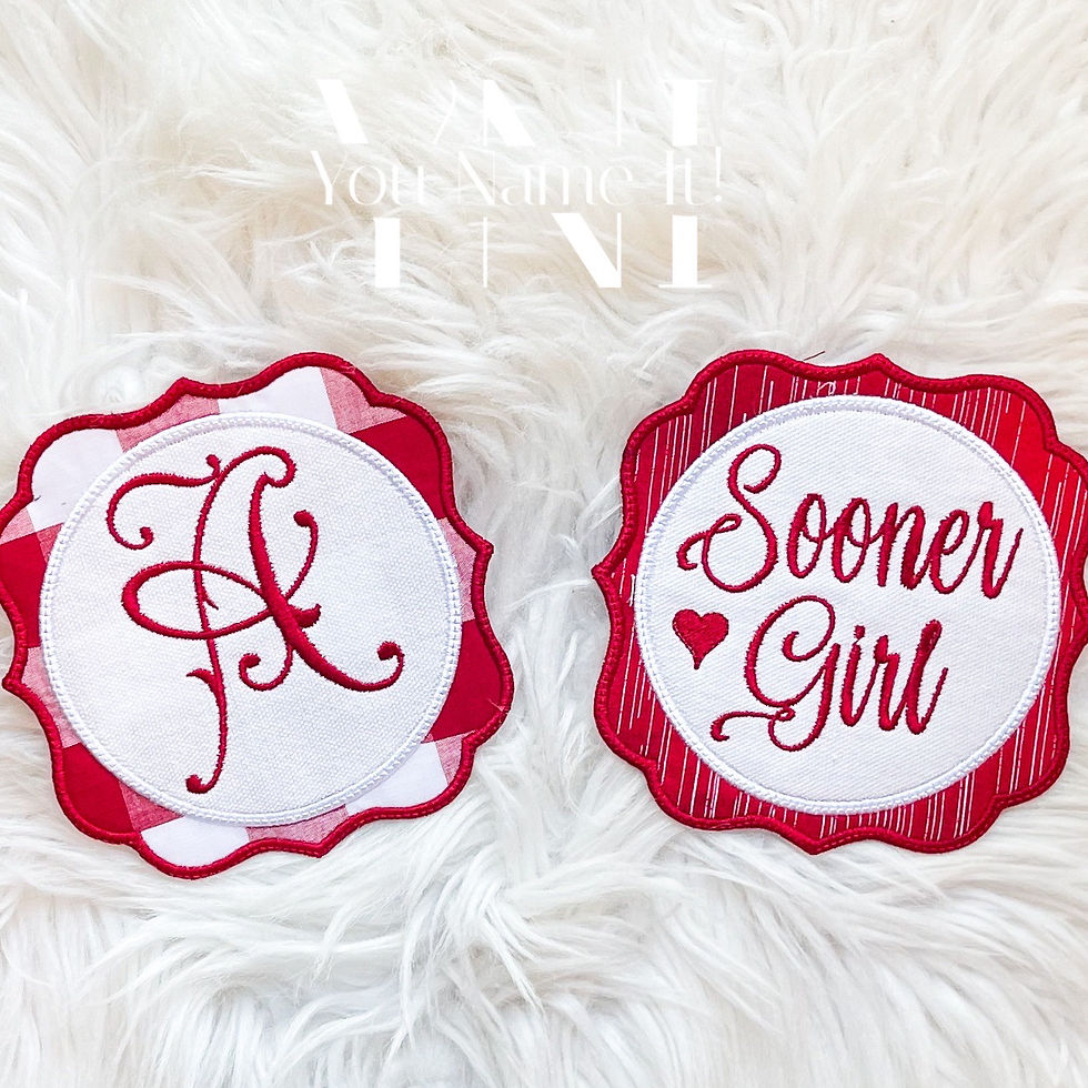 Thumbnail: Custom Monogrammed Coasters, Scallop Double Fabric