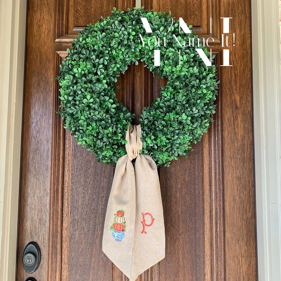 Chinoiserie Thanksgiving Topiary Personalized Door Wreath Sash